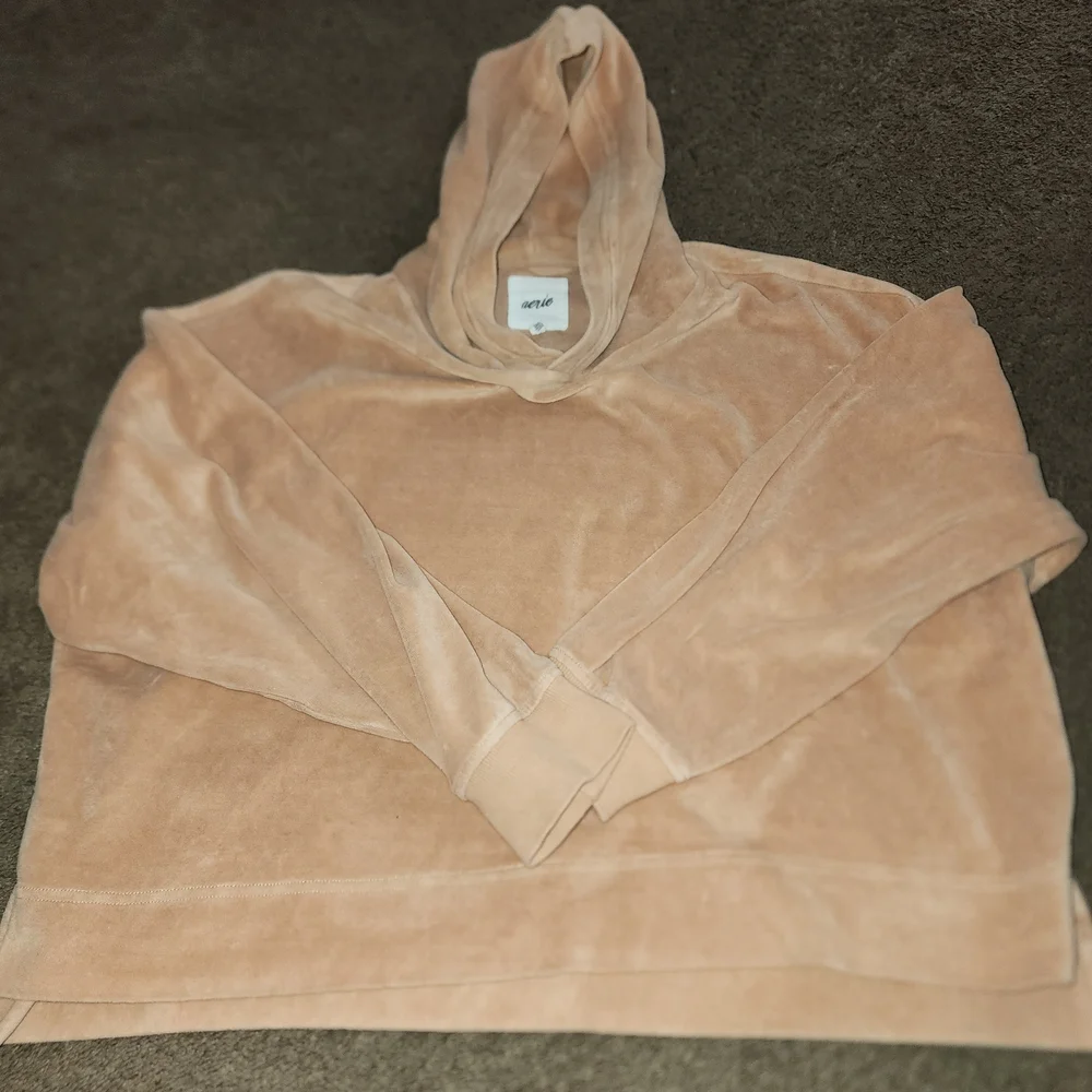 Aerie Tan Hooded Sweatshirt - Picture 1 of 2